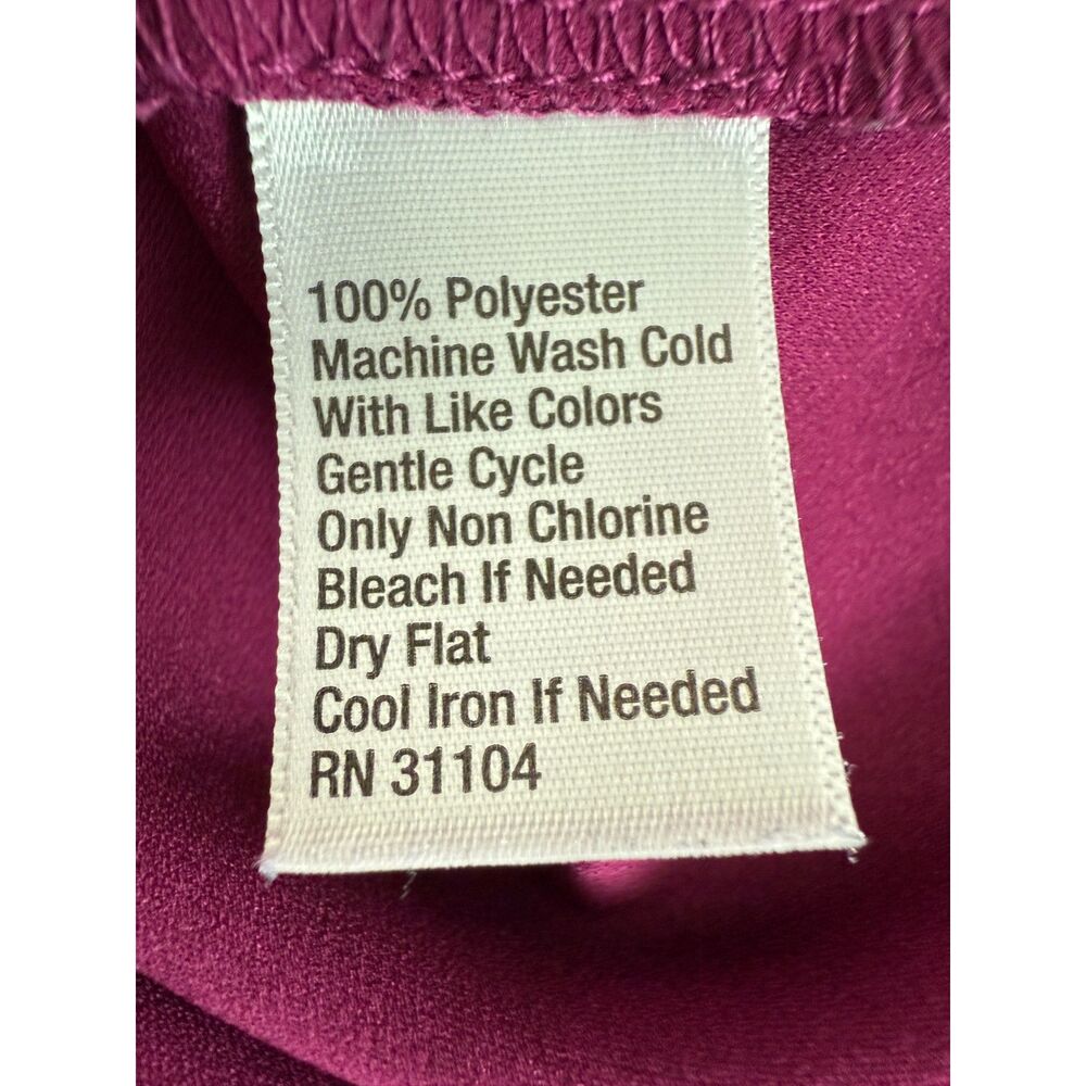 Madison Women's Long Sleeve Button Up Blouse Top Raspberry Polyester Size S - Picture 4 of 9